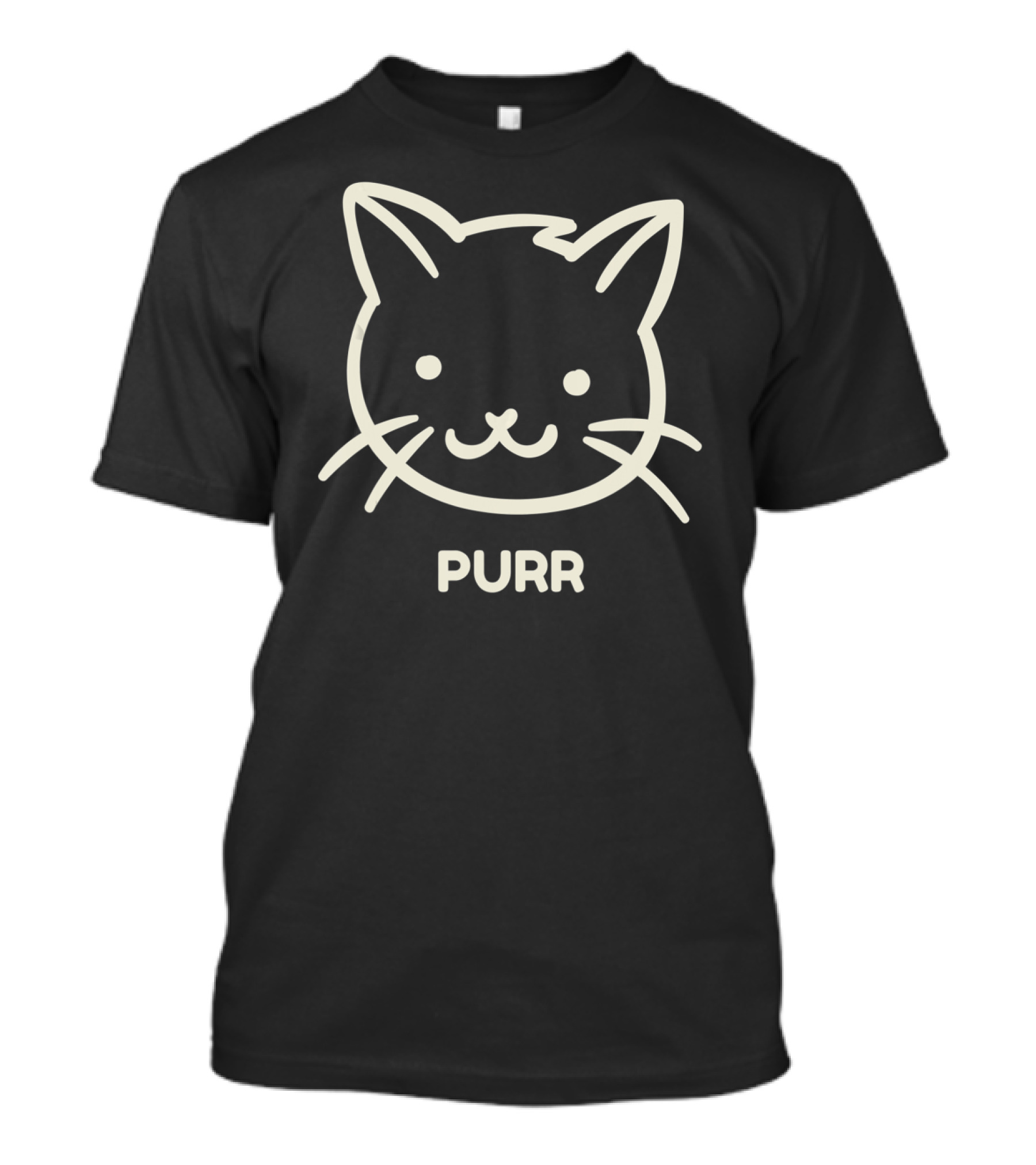Funny Cat Face Purr Outline Drawing T-Shirt