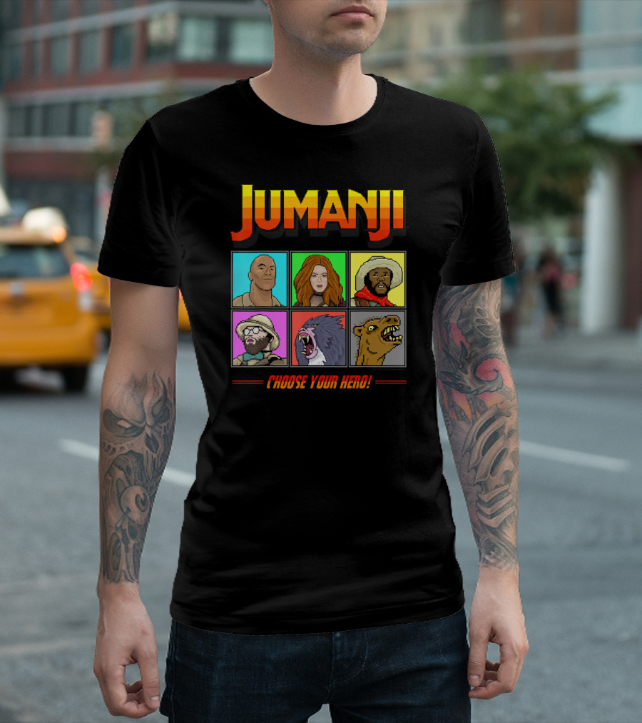 Jumanji The Next Level Choose Your Hero Pixel Characters Selection T-Shirt