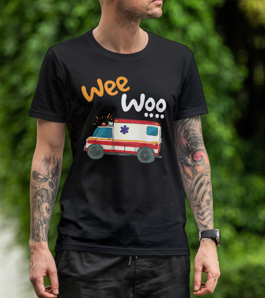 Wee Woo EMT Paramedic Ambulance Cartoon Emergency Vehicle T-Shirt