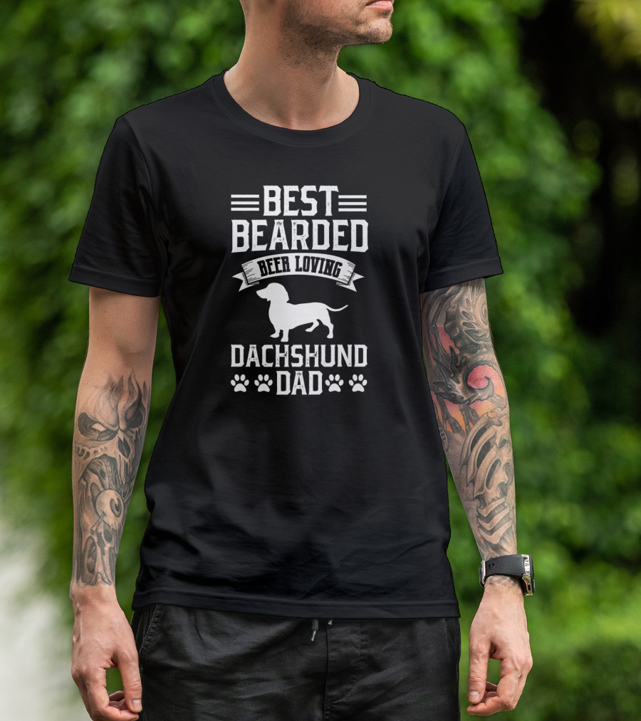 Best Bearded Beer Loving Dachshund Dad T-Shirt
