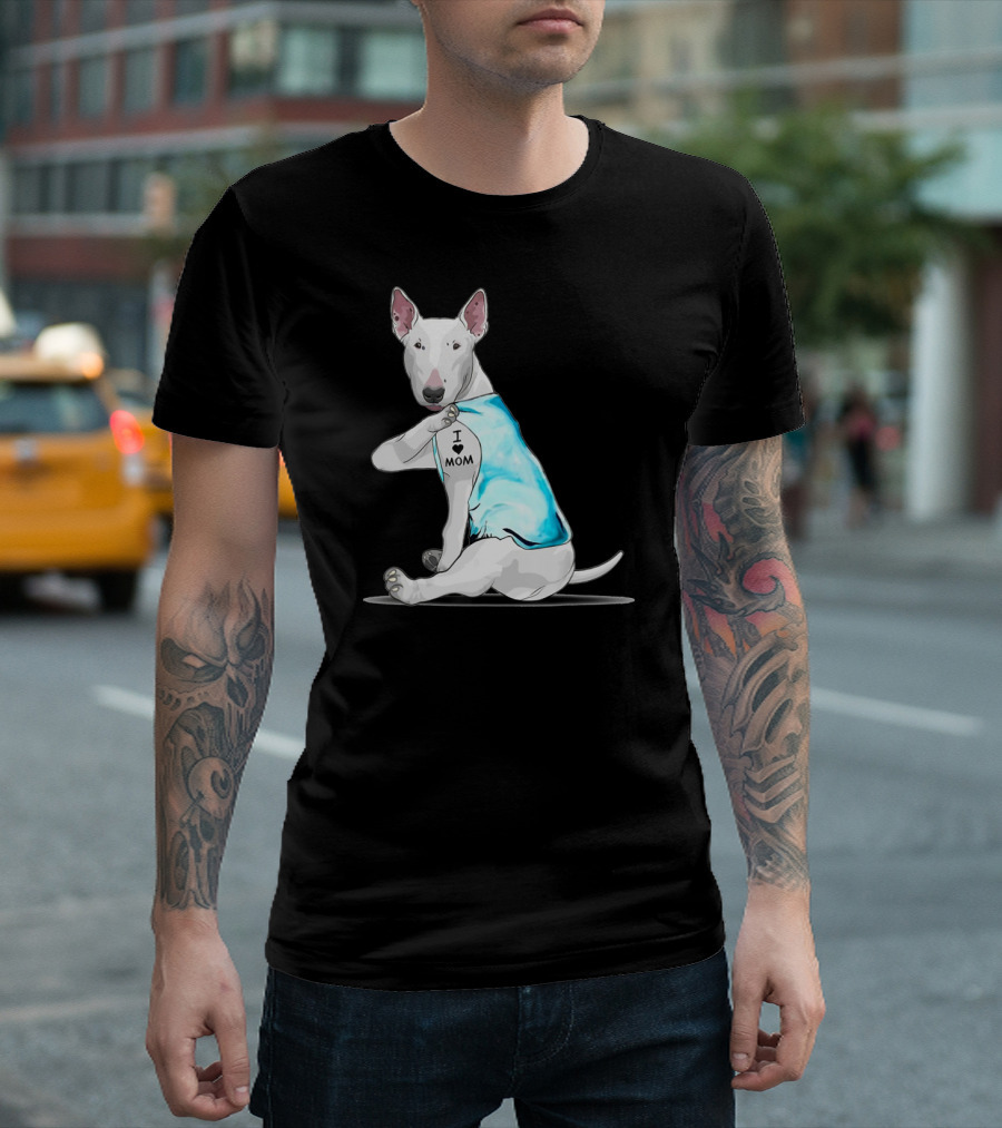 Bull Terrier I Love Mom Tattoo T-Shirt