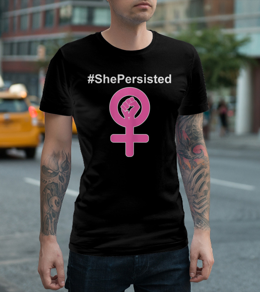 ShePersisted Feminist Symbol with Raised Fist Venus T-Shirt