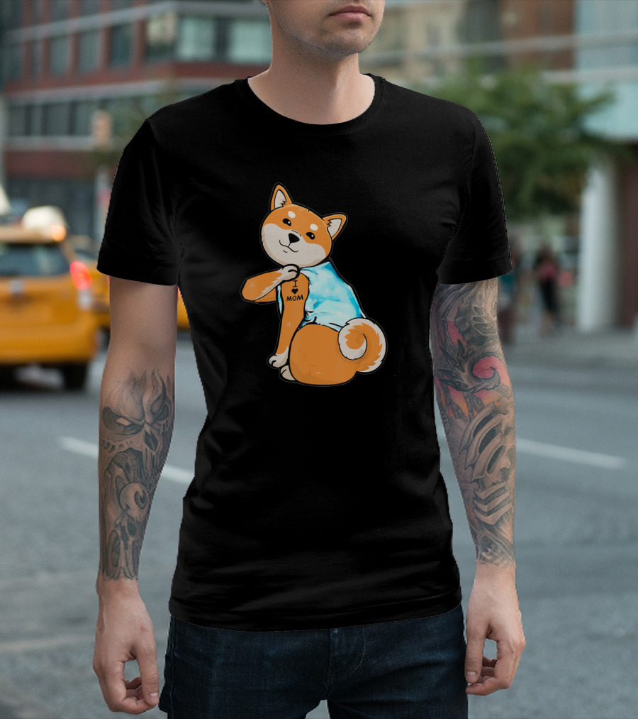 Shiba Tattoos I Love Mom T-Shirt