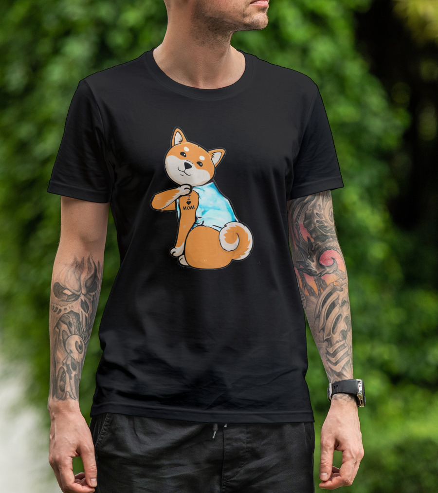 Shiba Tattoos I Love Mom T-Shirt