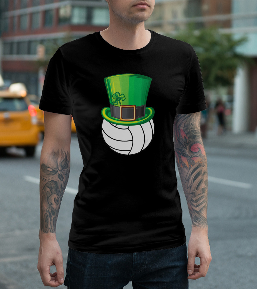 Volleyball Patrick's Day Clover Hat Volley Player T-Shirt
