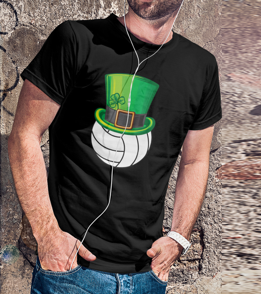 Volleyball Patrick's Day Clover Hat Volley Player T-Shirt