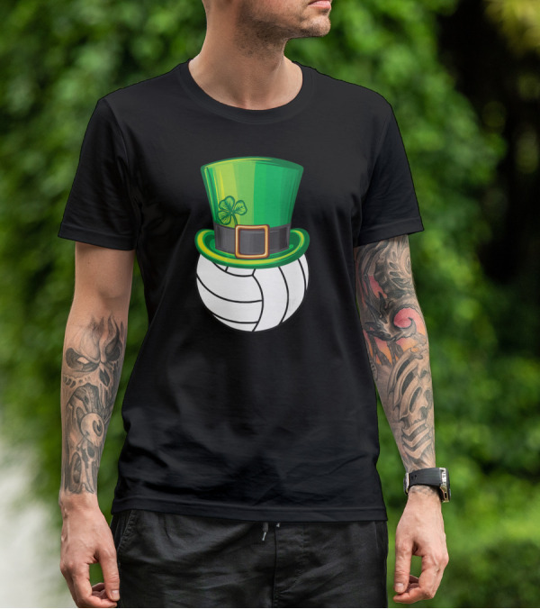 Volleyball Patrick's Day Clover Hat Volley Player T-Shirt