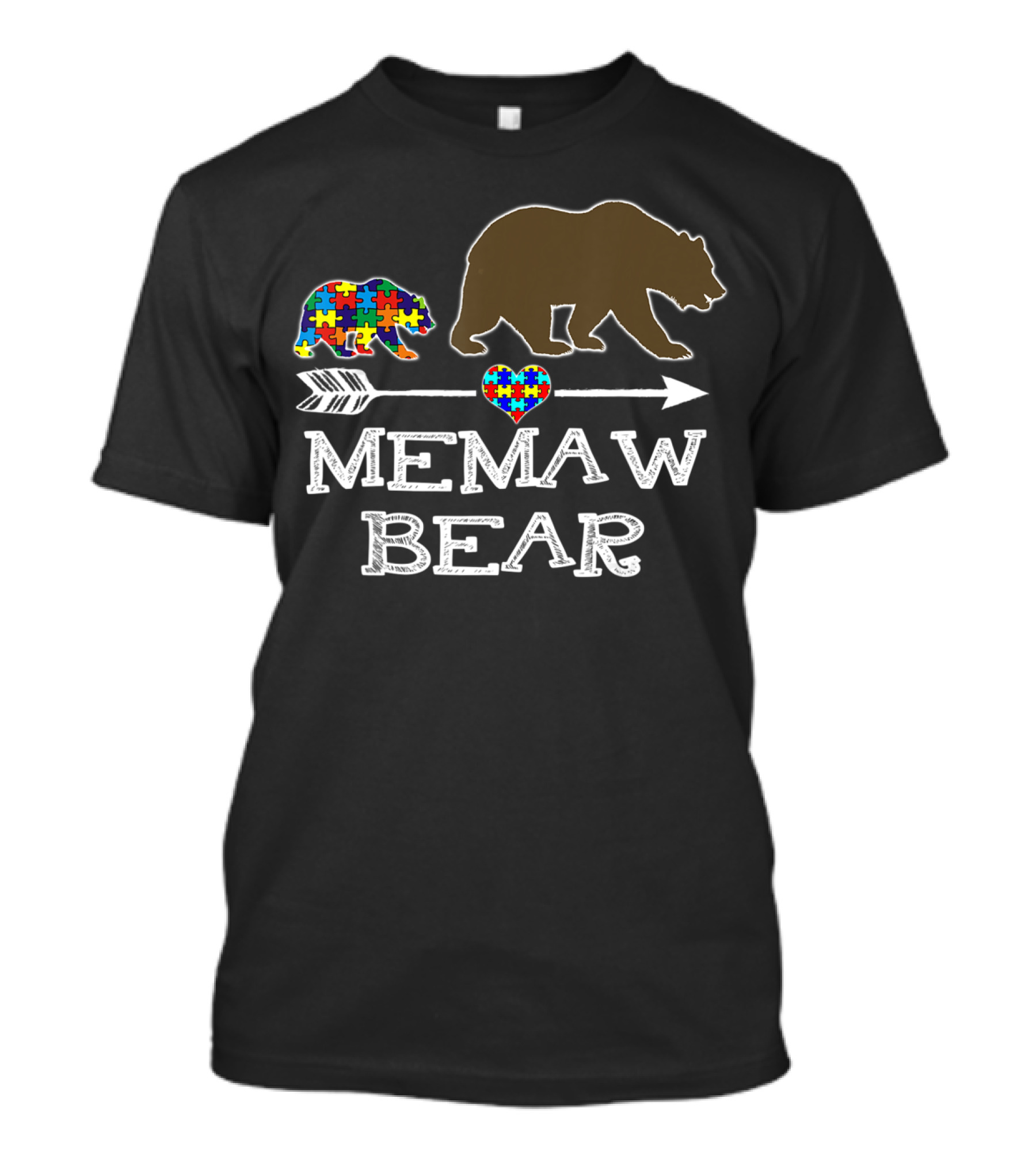 Memaw Bear Autism Puzzle Heart Baby Bear T-Shirt