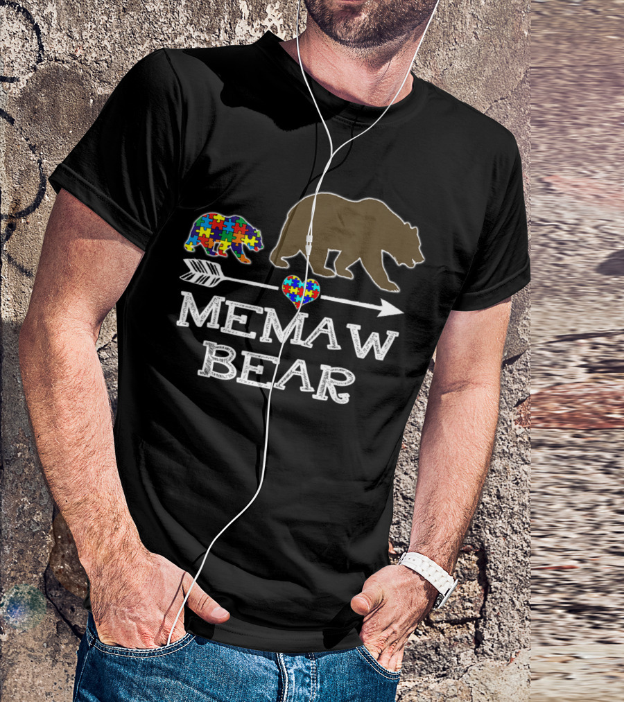 Memaw Bear Autism Puzzle Heart Baby Bear T-Shirt