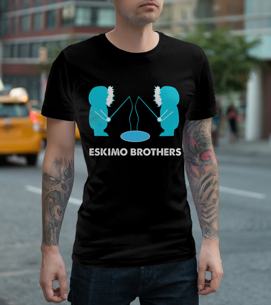 Eskimo Brothers Fishing Ice Hole Funny EBDB T-Shirt