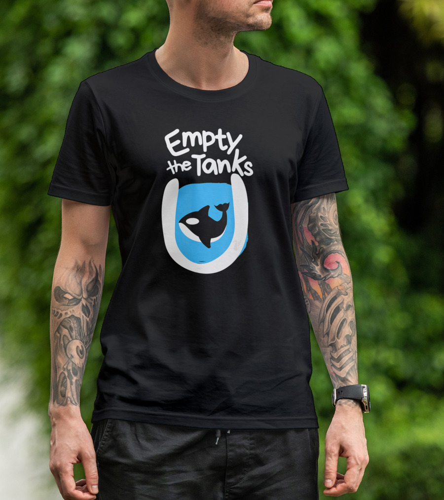 Empty The Tanks Killer Whale Orca Inside Blue Tank Image T-Shirt