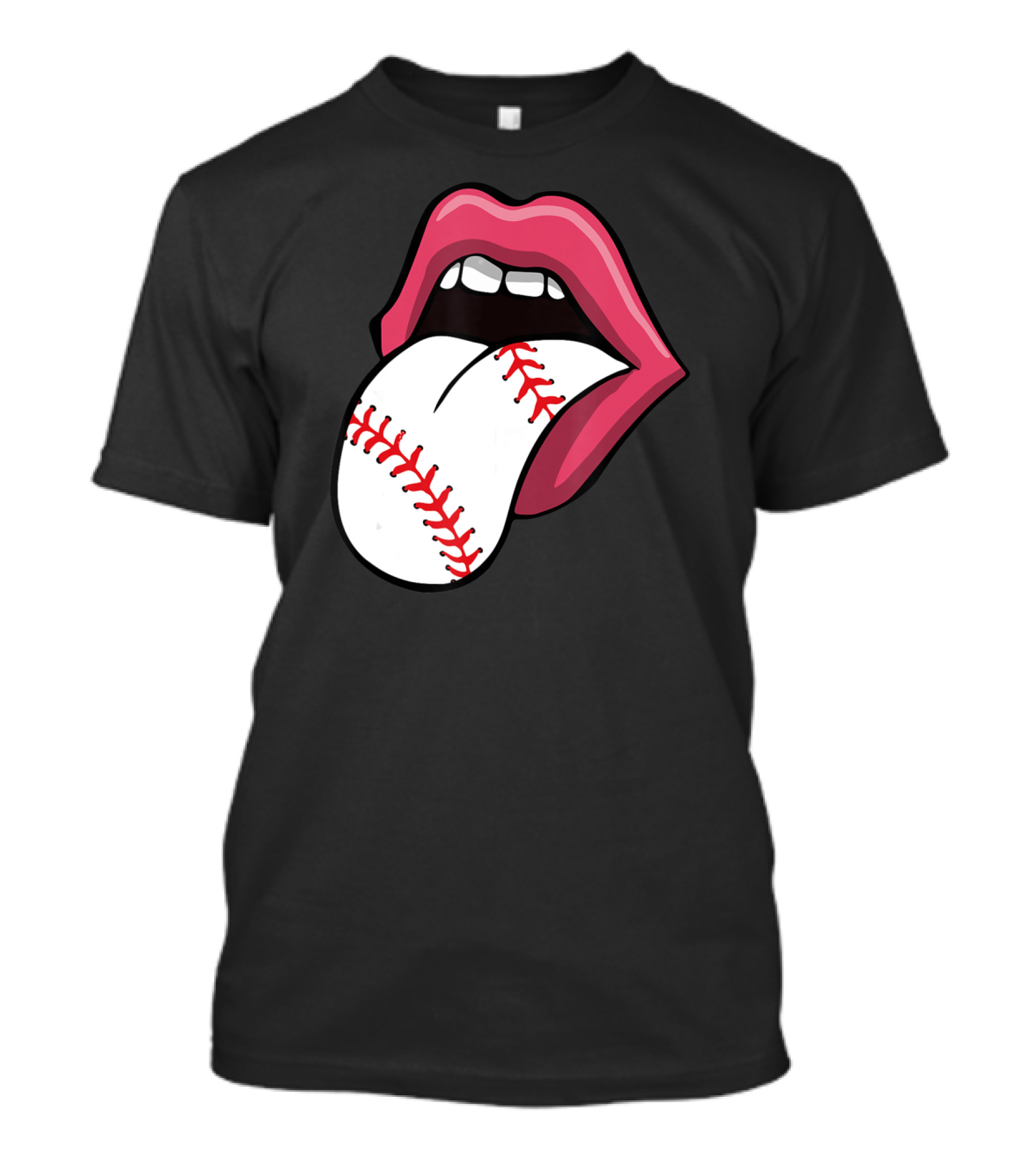 Baseball Stitch Red Lips Tongue T-Shirt