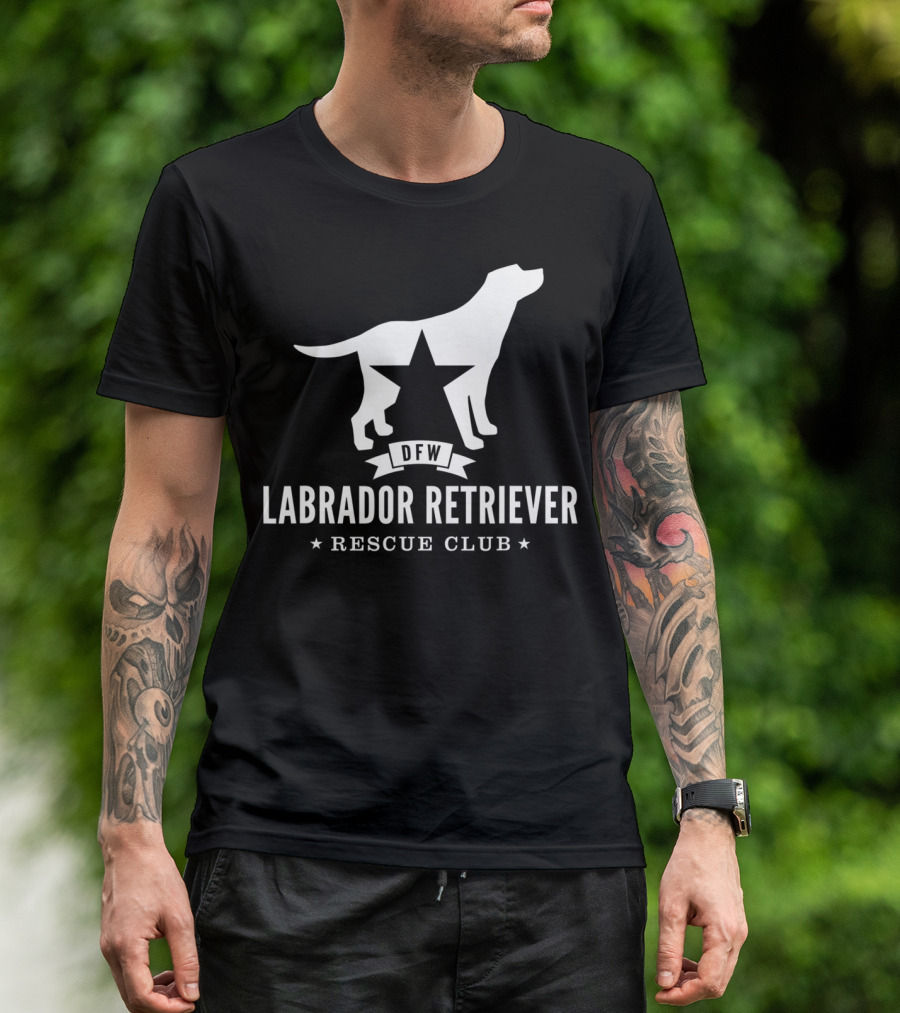 DFW Labrador Retriever Rescue Club Logo With Star And Dog T-Shirt