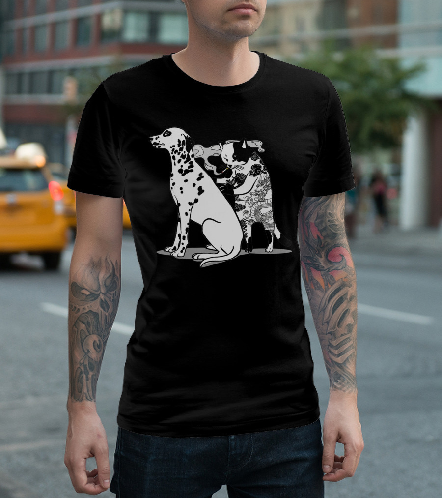 Cat and Dog Tattoo Humor for Tattoo Lover T-Shirt