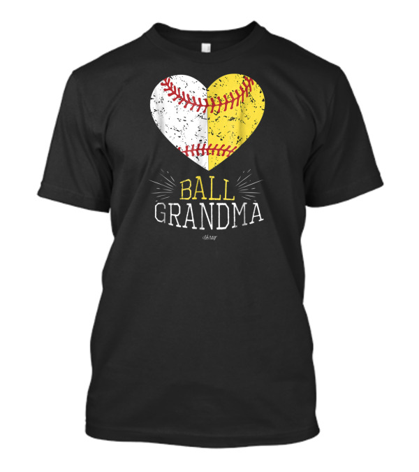 Heart Ball Grandma Baseball Softball Love T-Shirt