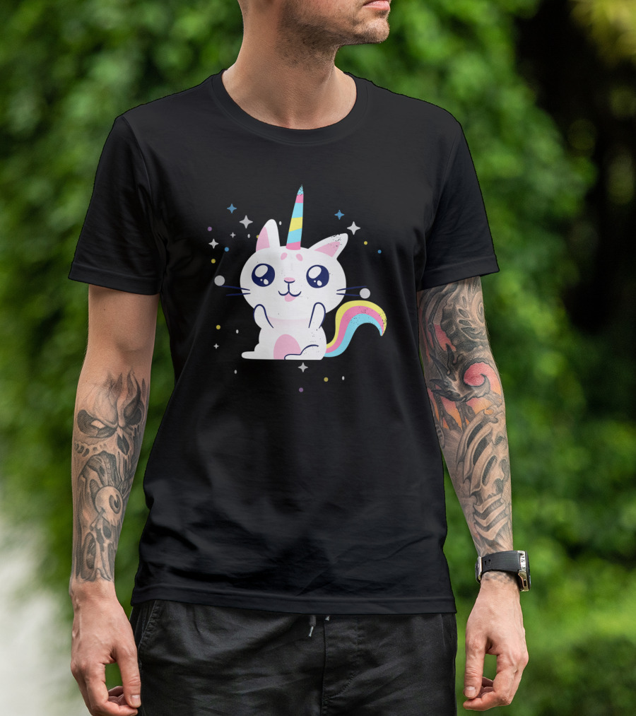 Caticorn Lover Rainbow Unicorn Cat T-Shirt