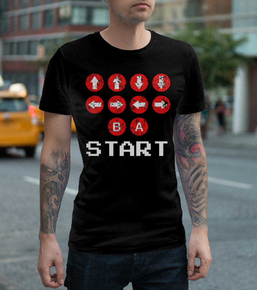 Konami Code Vintage Gaming Up Up Down Down Left Right B A Start T-Shirt