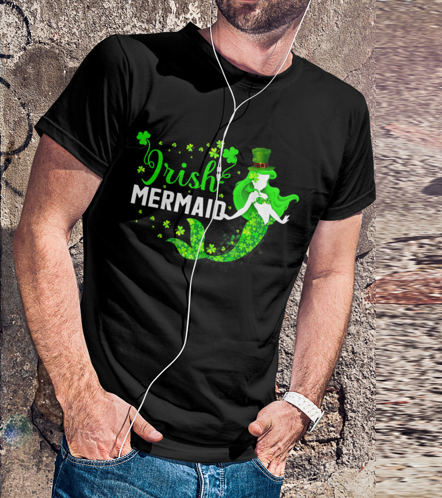 Irish Mermaid St Patrick Day Clover Hat T-Shirt