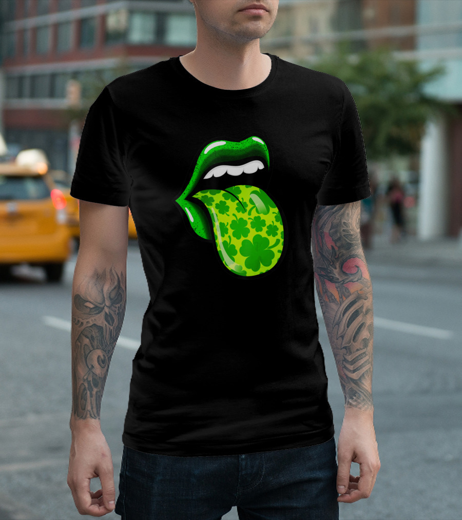 Green Shamrock Lips St Patricks Day Women T-Shirt