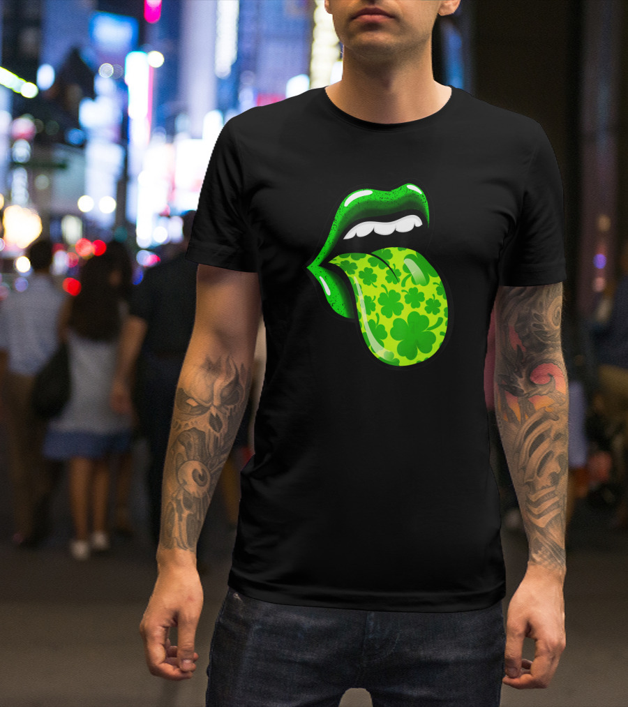 Green Shamrock Lips St Patricks Day Women T-Shirt