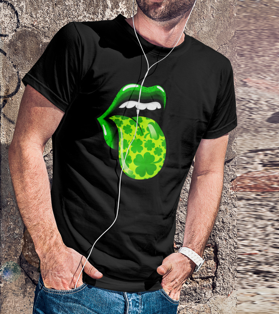 Green Shamrock Lips St Patricks Day Women T-Shirt