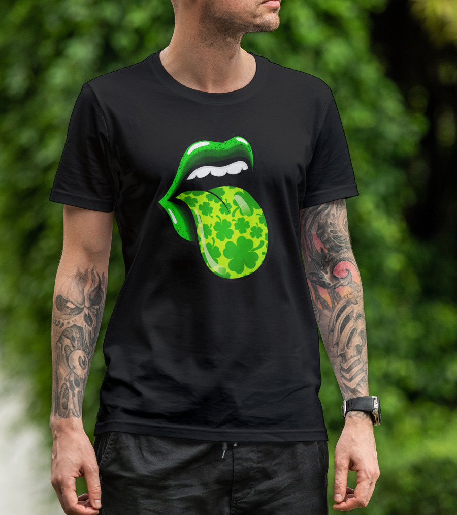 Green Shamrock Lips St Patricks Day Women T-Shirt