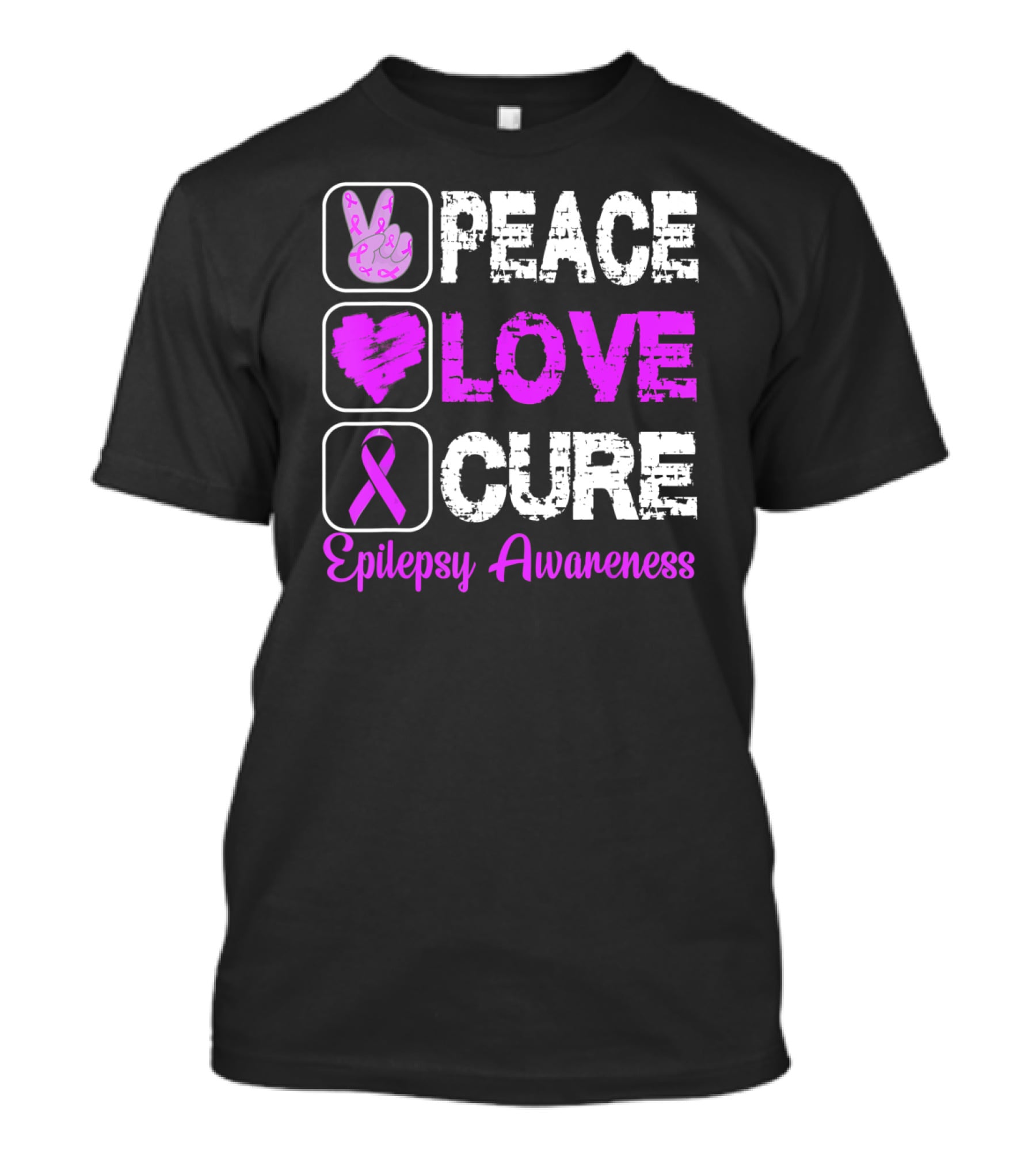 Peace Love Cure Epilepsy Awareness T-Shirt