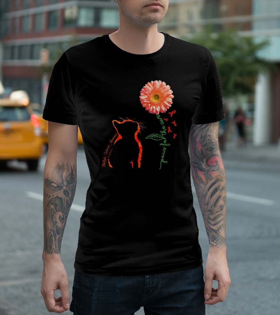 Paws for the Cure Multiple Sclerosis Awareness Cat Flower T-Shirt