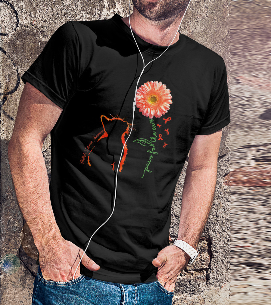 Paws For The Cure Multiple Sclerosis Awareness Cat Flower T-Shirt