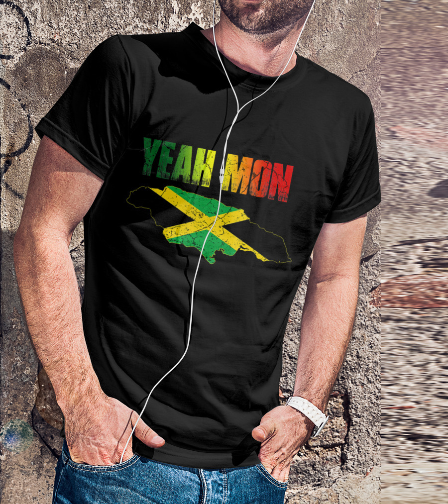 Yeah Mon Jamaican Map Flag Colors T-Shirt