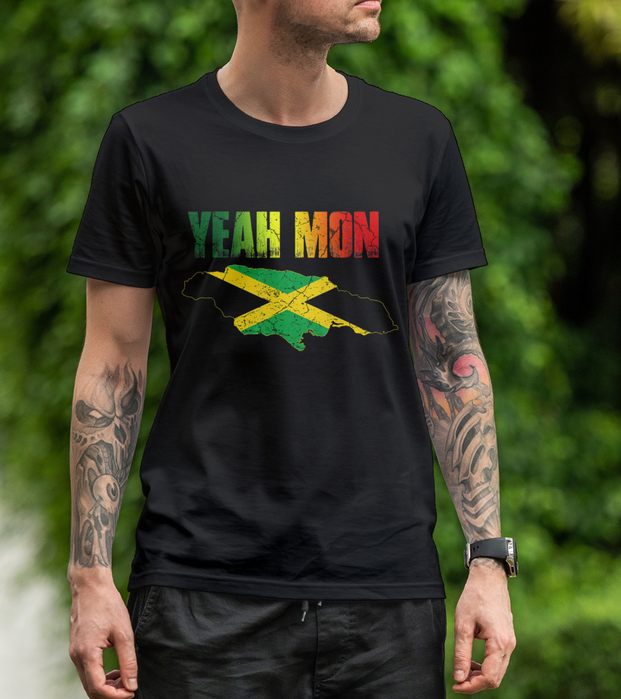 Yeah Mon Jamaican Map Flag Colors T-Shirt