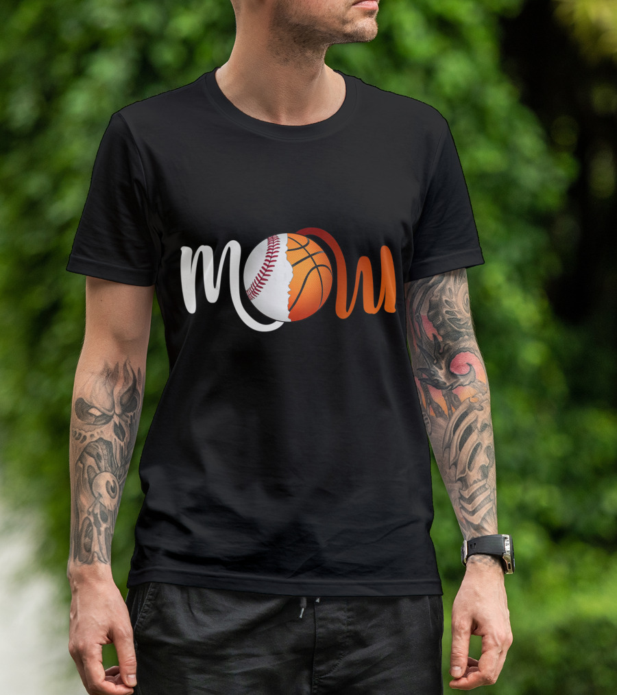 Mom Baseball Basketball Fusion T-Shirt