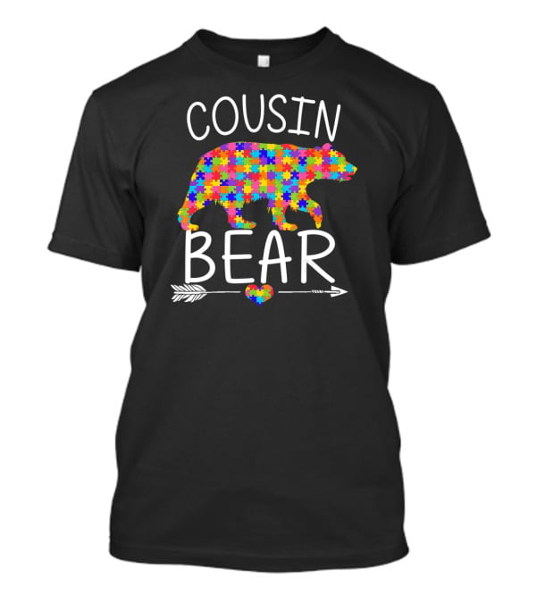 Cousin Bear Autism Puzzle Piece Arrow Heart T-Shirt