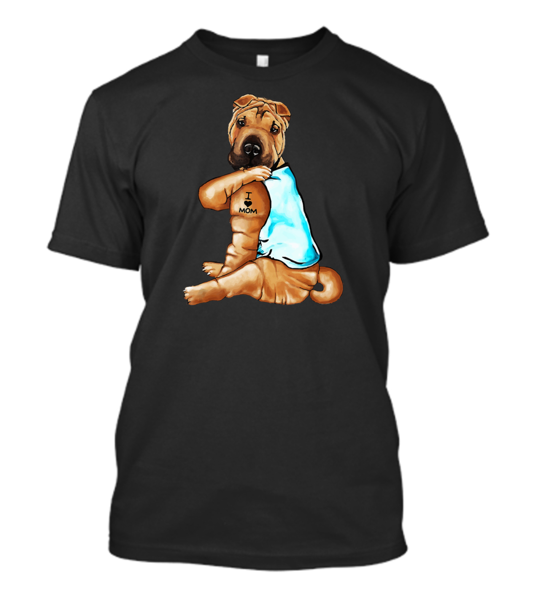 Shar Pei Dog Tattoo I Love Mom T-Shirt