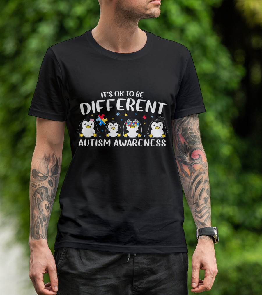 It's OK To Be Different Penguin Autism Awareness T-Shirt