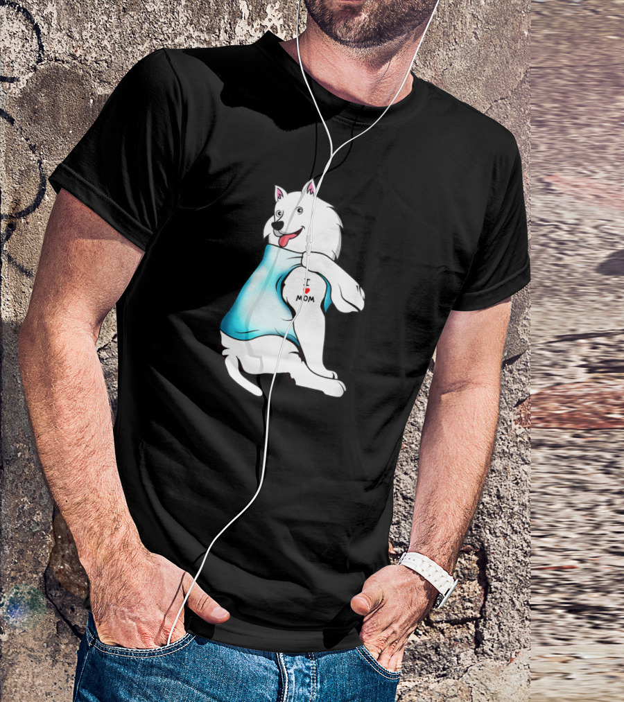 American Eskimo Dog Tattoo I Love Mom T-Shirt