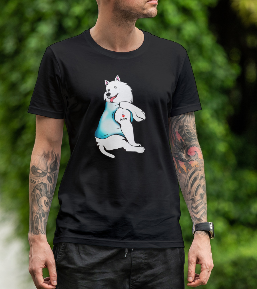 American Eskimo Dog Tattoo I Love Mom T-Shirt