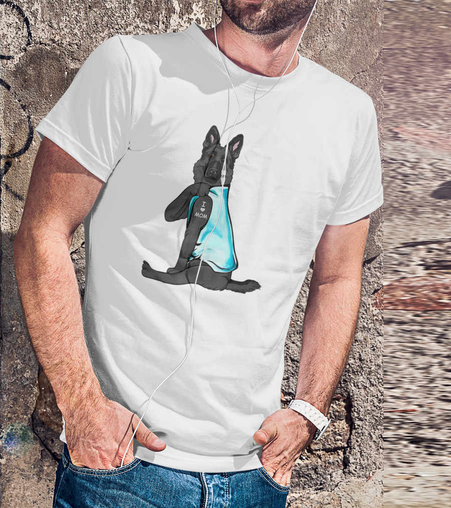 Black German Shepherd I Love Mom T-Shirt