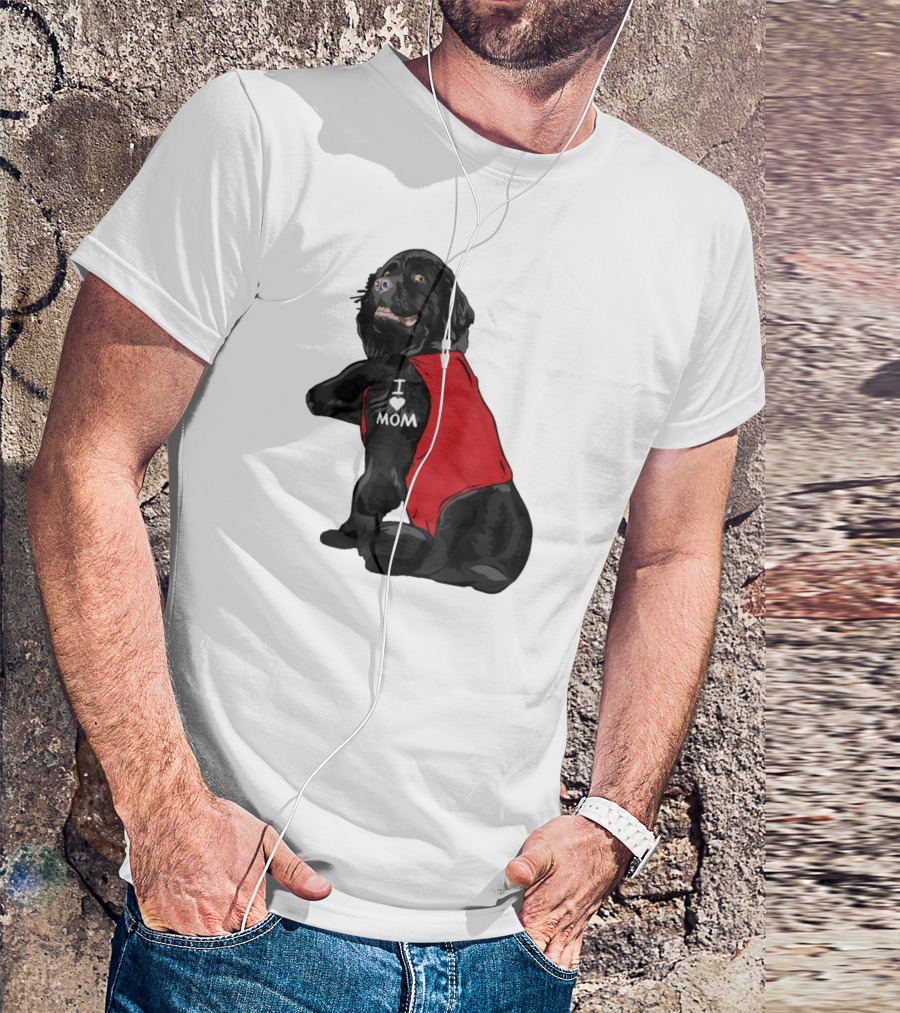 Newfoundland Dog I Love Mom Red Vest Tattoo T-Shirt