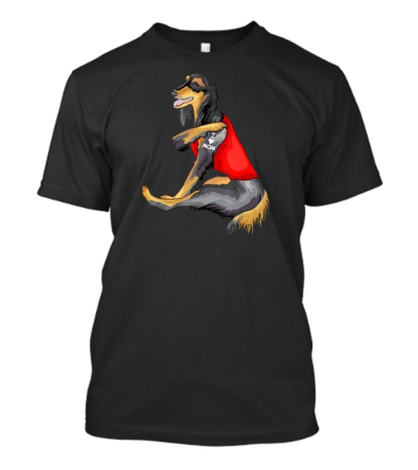 Saluki Dog I Love Mom Tattoo Red T-Shirt