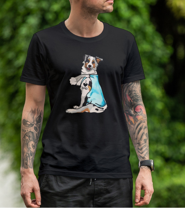 I Love Dad Border Collie Father Dog In Blue T-Shirt