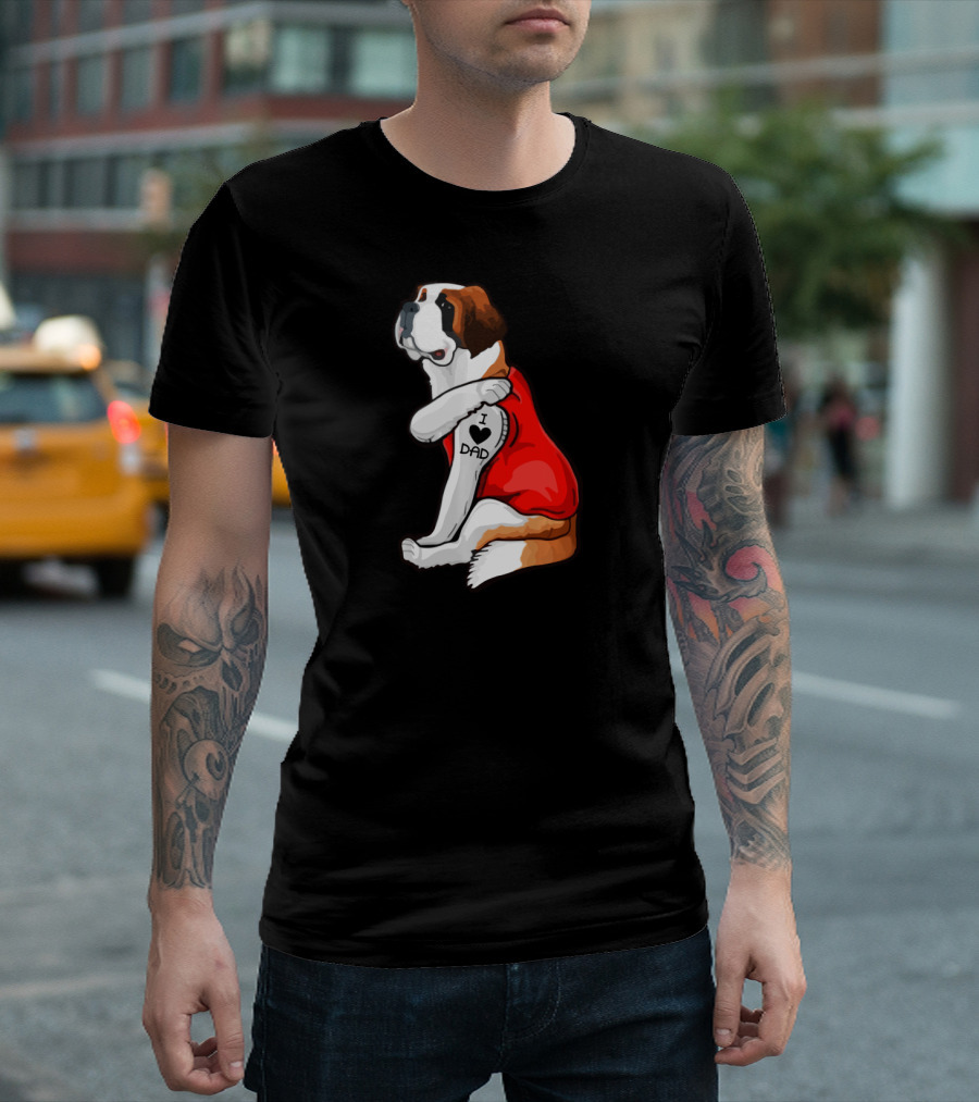 I Heart Dad Leonberger Dog Love Father Tattoo T-Shirt