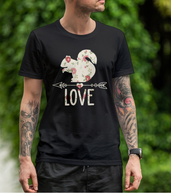 Love Squirrel Floral Vintage Flower Arrow T-Shirt