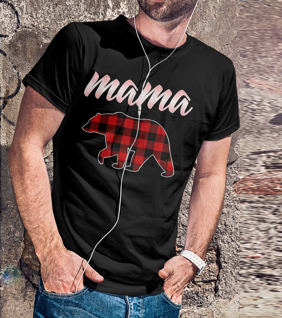 Mama Bear Buffalo Plaid Print T-Shirt