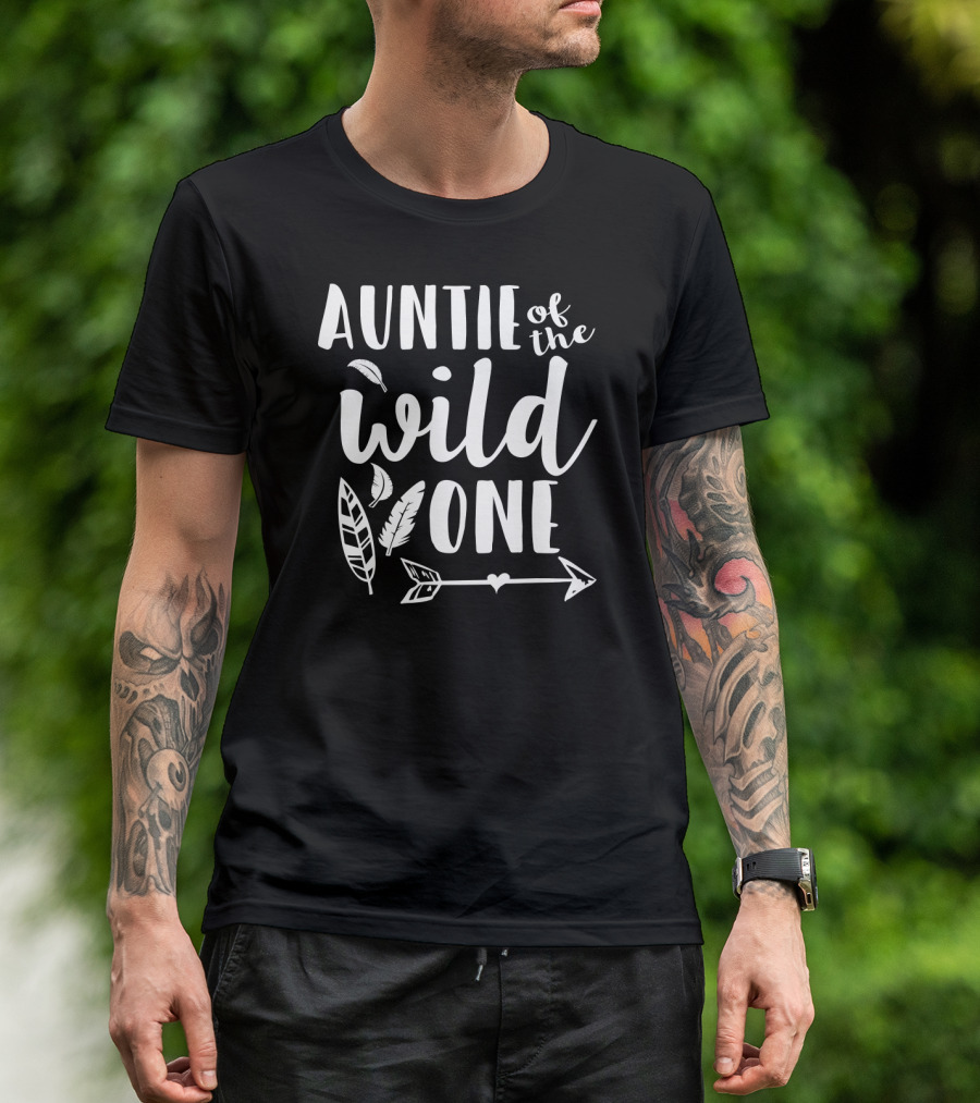 Auntie Of The Wild One 1st Birthday Arrow And Feathers T-Shirt