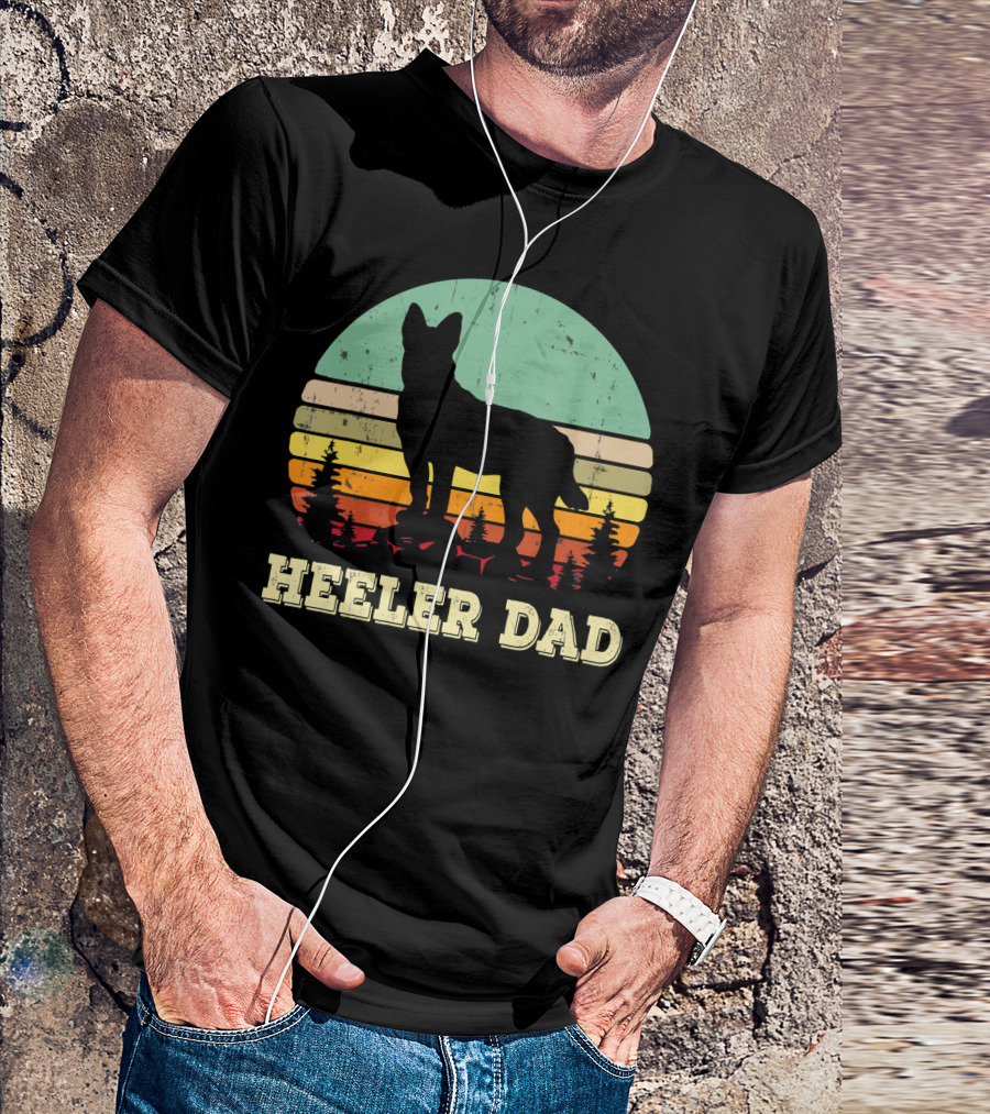 Heeler Dad Vintage Retro Sunset T-Shirt