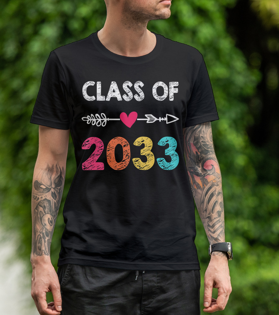 Class Of 2033 Heart Arrow Preschool Graduation T-Shirt