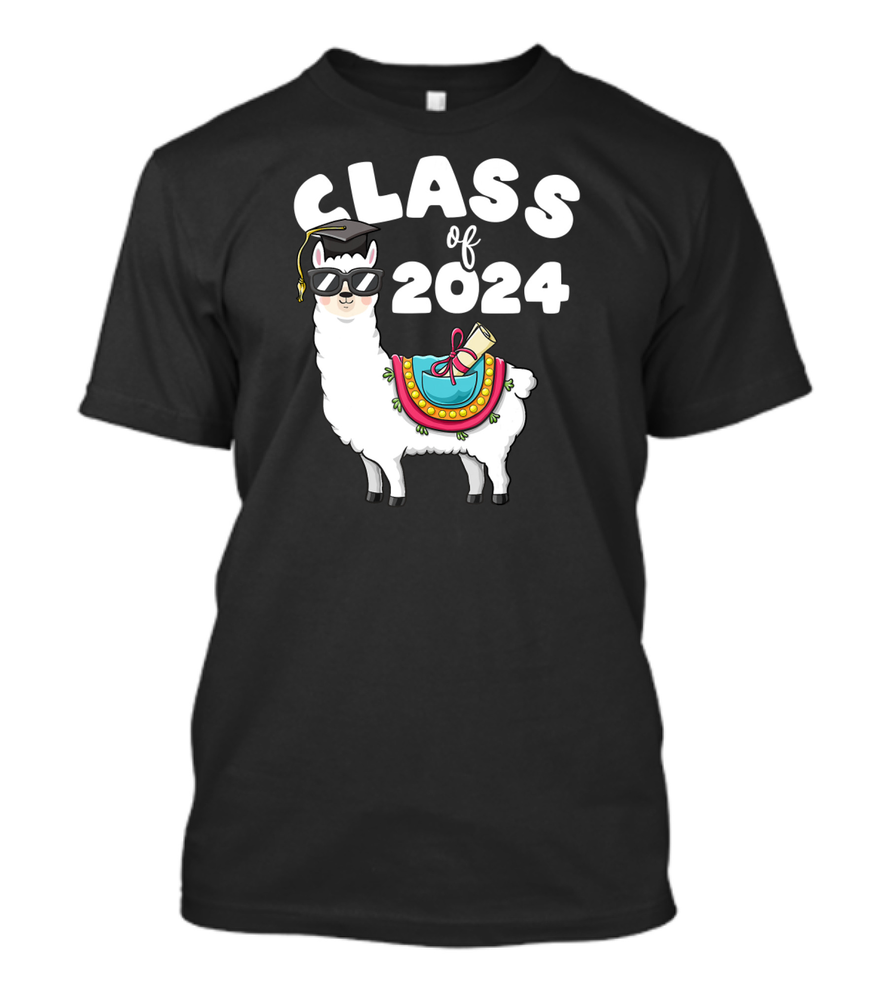 Class Of 2024 Llama Graduation Cool Glasses First Day 8th Grade T-Shirt
