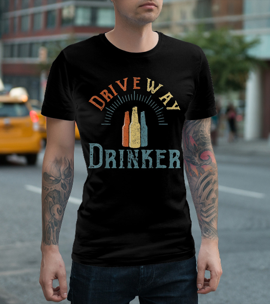 Driveway Drinker Vintage Colorful Beverage Bottles T-Shirt