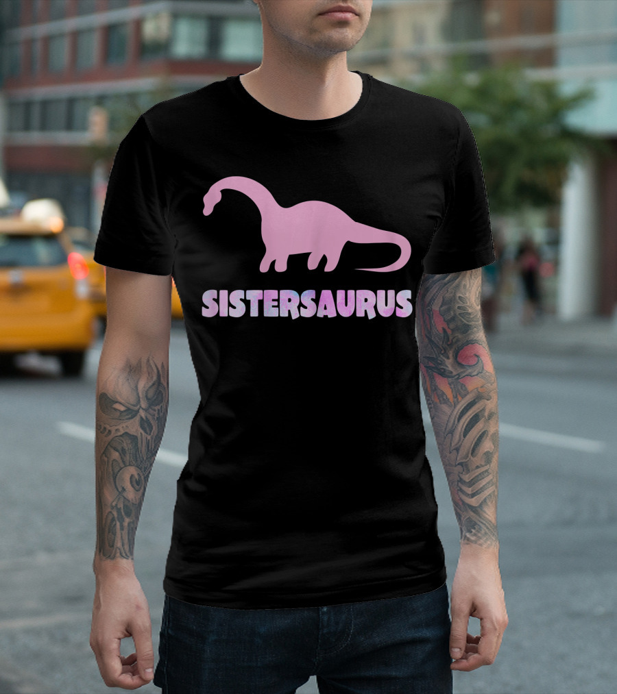Sistersaurus Dinosaur Silhouette In T-Shirt